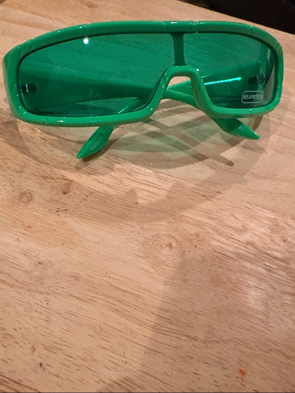 Green Shield Visor Sunglasses - Women's Fashion Shades